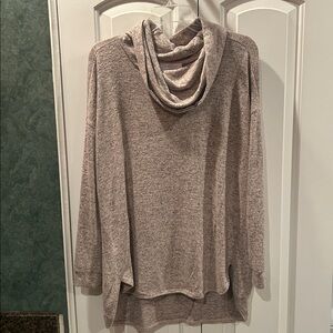 New Directions Heathered Cowl Neck Sweater - Gray